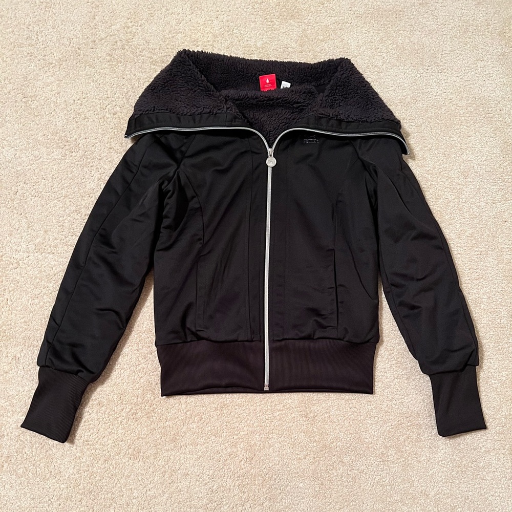 Puma Women's Black Bomber Jacket with Sherpa Collar